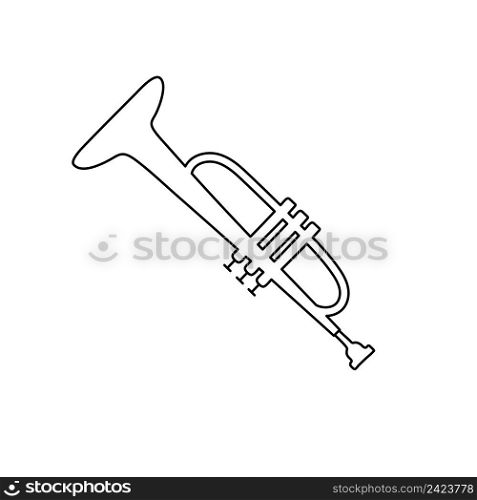 Trumpet. Musical instrument line sketch. Outline black and white vector illustration.. Trumpet. Musical instrument line sketch. Outline black and white vector illustration