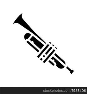 trumpet wind musician instrument glyph icon vector. trumpet wind musician instrument sign. isolated contour symbol black illustration. trumpet wind musician instrument glyph icon vector illustration