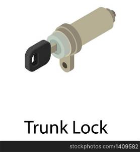 Trunk lock car icon. Isometric of trunk lock car vector icon for web design isolated on white background. Trunk lock car icon, isometric style