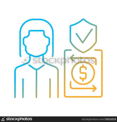 Trust assistant gradient linear vector icon. Trust operations specialist. Customer responding employee. Thin line color symbol. Modern style pictogram. Vector isolated outline drawing. Trust assistant gradient linear vector icon