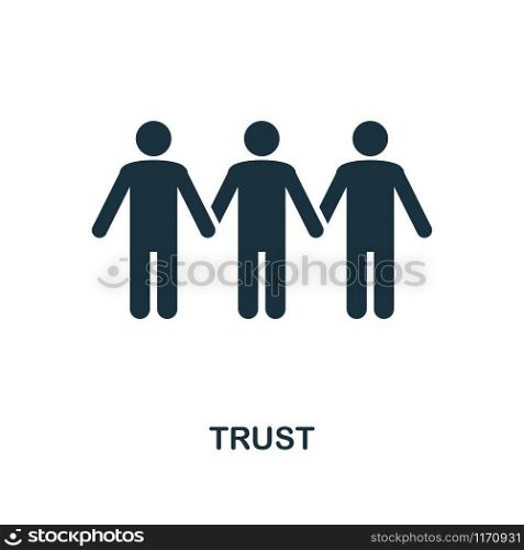 Trust icon. Monochrome style design from business ethics collection. UX and UI. Pixel perfect trust icon. For web design, apps, software, printing usage.. Trust icon. Monochrome style design from business ethics icon collection. UI and UX. Pixel perfect trust icon. For web design, apps, software, print usage.