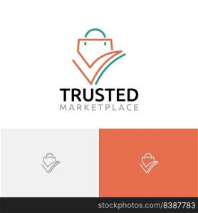 Trusted Marketplace Online Shopping Bag Monoline Logo