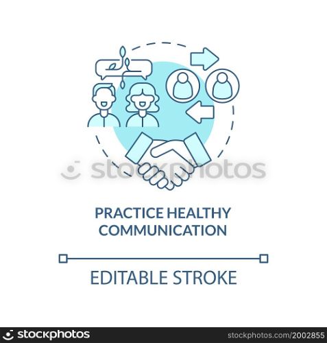 Try healthy communication concept icon. Find gentle and sensitive partner. Respectful relationships abstract idea thin line illustration. Vector isolated outline color drawing. Editable stroke. Try healthy communication concept icon