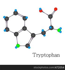 Tryptophan 3D molecule. Cartoon illustration of tryptophan 3D molecule vector for web design. Tryptophan 3D molecule chemical science