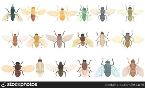 Tsetse fly icons set cartoon vector. Dangerous disease. Insect housefly. Tsetse fly icons set cartoon vector. Dangerous disease
