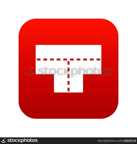 Tshaped crossroad icon digital red for any design isolated on white vector illustration. Tshaped crossroad icon digital red