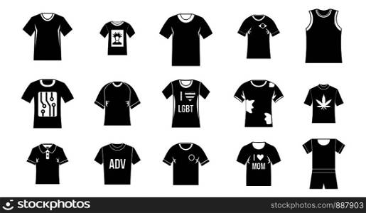 Tshirt icon set. Simple set of tshirt vector icons for web design isolated on white background. Tshirt icon set, simple style