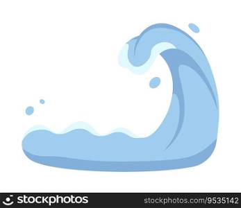 Tsunami giant wave semi flat colour vector object. Natural disaster. Editab≤cartoon clip art icon on white background. Simp≤spot illustration for web graφc design. Tsunami giant wave semi flat colour vector object