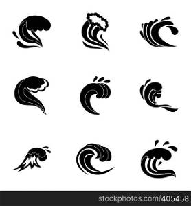 Tsunami icons set. Simple illustration of 9 tsunami vector icons for web. Tsunami icons set, simple style