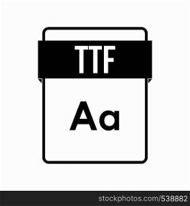 TTF file icon icon in simple style on a white background. TTF file icon icon, simple style