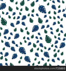 Ttropical monstera leaves seamless repeat pattern . Exotic plant Vector illustration. Summer design for fabric, textile print, wrapping paper, children textile.. Tropical monstera leaves seamless repeat pattern . Exotic plant.