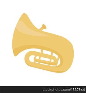 Tuba musical instrument semi flat color vector object. Full sized item on white. Woodwind instrument. Brass trumpet isolated modern cartoon style illustration for graphic design and animation. Tuba musical instrument semi flat color vector object