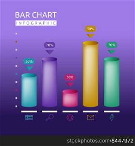 Tube Bar Graph Chart Statistic Data Infographic Template