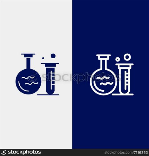 Tube, Flask, Lab, Education Line and Glyph Solid icon Blue banner Line and Glyph Solid icon Blue banner