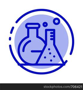 Tube, Flask, Lab, Science Blue Dotted Line Line Icon