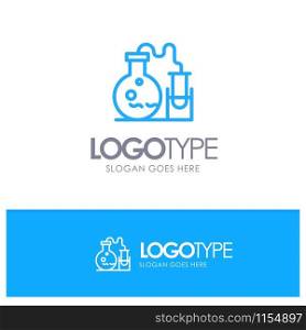 Tube, Flask, Lab, Science Blue outLine Logo with place for tagline