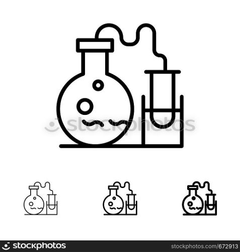 Tube, Flask, Lab, Science Bold and thin black line icon set