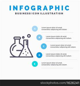 Tube, Flask, Lab, Science Line icon with 5 steps presentation infographics Background