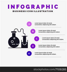 Tube, Flask, Lab, Science Solid Icon Infographics 5 Steps Presentation Background