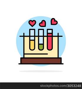 Tube, Lab, Love, Heart, Wedding Abstract Circle Background Flat color Icon