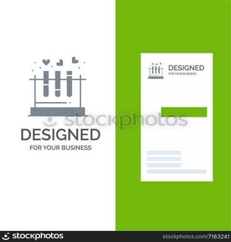 Tube, Lab, Love, Heart, Wedding Grey Logo Design and Business Card Template