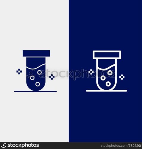 Tube, Lab, Test, Biochemistry Line and Glyph Solid icon Blue banner Line and Glyph Solid icon Blue banner