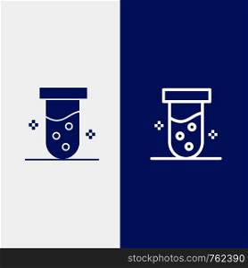 Tube, Lab, Test, Biochemistry Line and Glyph Solid icon Blue banner Line and Glyph Solid icon Blue banner