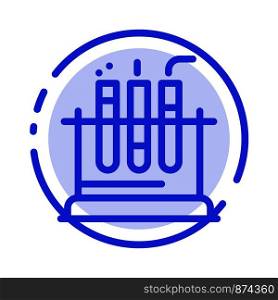 Tube, Lab, Test, Medical Blue Dotted Line Line Icon