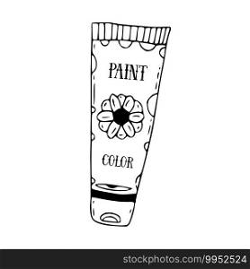 Tube of paint. Outline art icon. Tube of paint. Outline art icon.