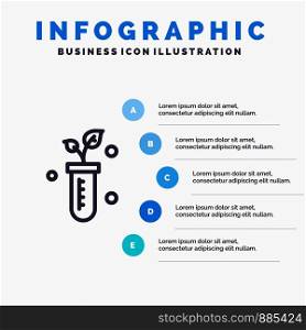Tube, Plant, Lab, Science Line icon with 5 steps presentation infographics Background