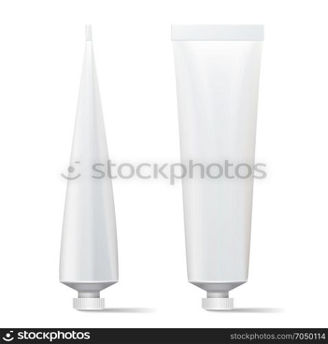 Tube Vector Mock Up. Clean Template. Blank Plastic Tube Of Cream, Shampoo, Tooth Paste, Glue. Isolated On White. Tube Vector Mock Up. Clean Template. Blank Plastic Tube Of Cream, Shampoo, Tooth Paste, Glue