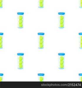 Tube with three yellow tennis balls pattern seamless background texture repeat wallpaper geometric vector. Tube with three yellow tennis balls pattern seamless vector