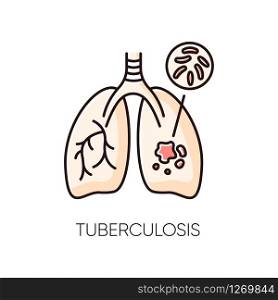 Tuberculosis RGB color icon. Contagious respiratory illness, dangerous infectious disease, pulmonary sickness. Healthcare and medicine. Lungs with TB virus isolated vector illustration