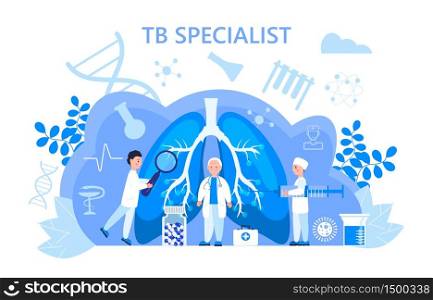Tuberculosis specialist concept vector. Pulmonary fibrosis, tuberculosis, pneumonia illustration for website, app, banner., Lung diagnosis x-ray machine. Tiny doctors treat, scan lungs.. Tuberculosis specialist concept vector. Pulmonary fibrosis, tuberculosis, pneumonia illustration for website, app, banner., Lung diagnosis x-ray machine. Tiny doctors treat, scan lung.