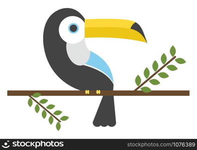 Tucan bird, illustration, vector on white background.