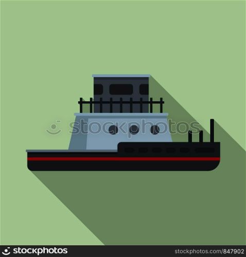 Tug boat icon. Flat illustration of tug boat vector icon for web design. Tug boat icon, flat style