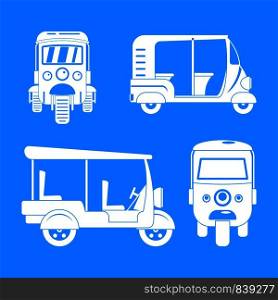 Tuk rickshaw Thailand icons set. Simple illustration of 4 tuk rickshaw Thailand vector icons for web. Tuk rickshaw Thailand icons set, simple style
