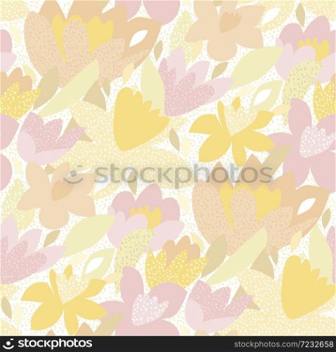 Tulip and daffodil flowers seamless pattern for background, wrap, fabric, textile, wrap, surface, web and print design. Modern abstract style floral repeatable motif for garment industry