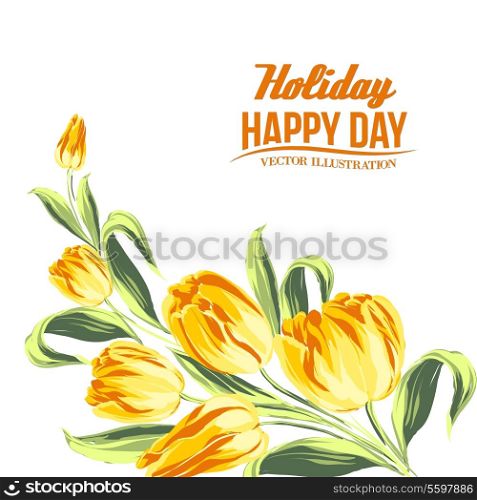 Tulip bouquet isolated over white. Vector illustration.
