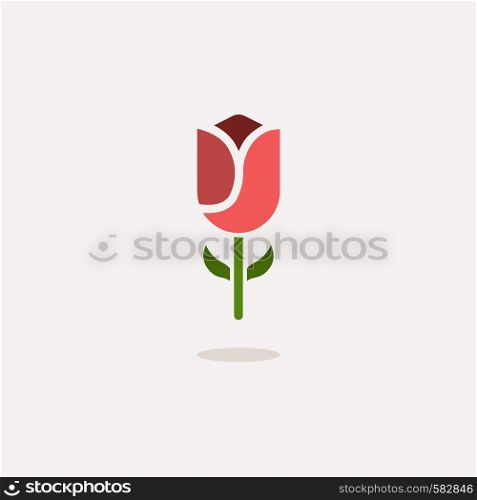 Tulip. Color icon with shadow. Flower glyph vector illustration