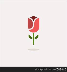 Tulip. Color icon with shadow. Flower glyph vector illustration