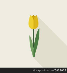 Tulip flat icon. Tulip flat icon. Vector illustration of yellow flower with long shadow.