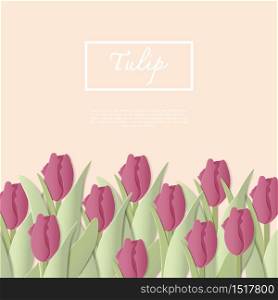 Tulip flower abstract background with paper cut shapes design for business presentations, flyers, posters