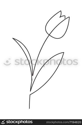 Tulip flower line art. Minimalist contour drawing.