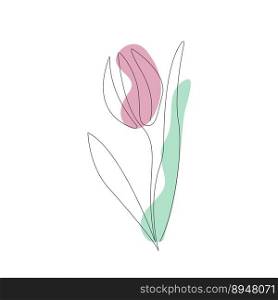 Tulip flower line art. Minimalist contour drawing. One line artwork. Tulip flower one line art. Minimalist contour drawing. One line artwork