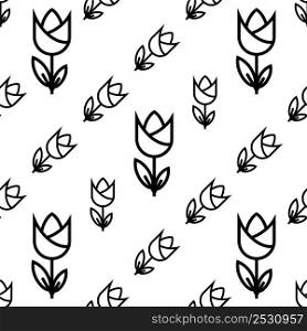 Tulip Icon Seamless Pattern, Flower Icon Vector Art Illustration