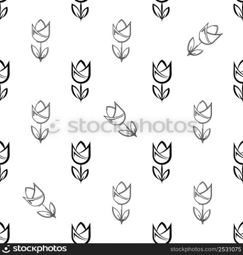 Tulip Icon Seamless Pattern, Flower Icon Vector Art Illustration