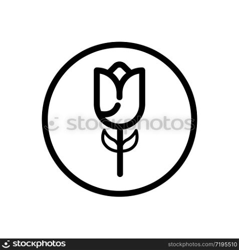 Tulip. Outline icon in a circle. Isolated flower vector illustration