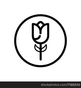 Tulip. Outline icon in a circle. Isolated flower vector illustration