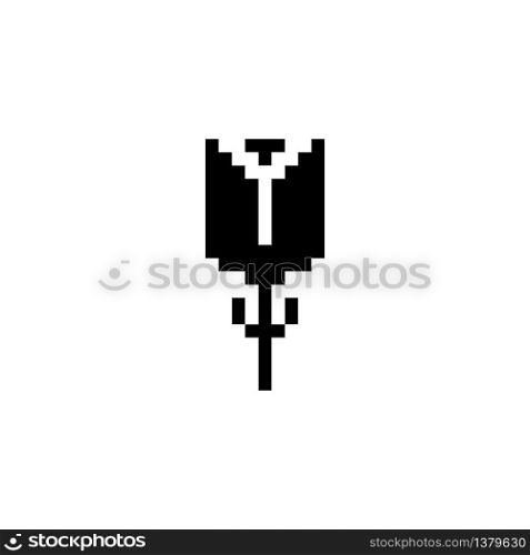 Tulip. Pixel icon. Isolated flower vector illustration